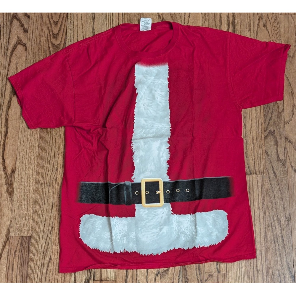 Santa Claus Suit Costume T-Shirt Men's L Red Christmas Holiday Cotton